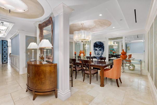 Chandelier, Dining room, Interior, Recessed Lighting