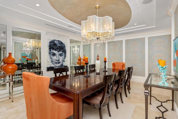 Chandelier, Dining room, Interior, Recessed Lighting