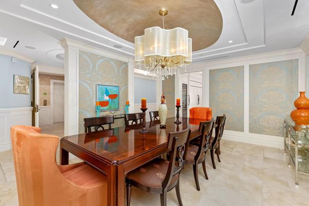 Chandelier, Dining room, Interior, Recessed Lighting