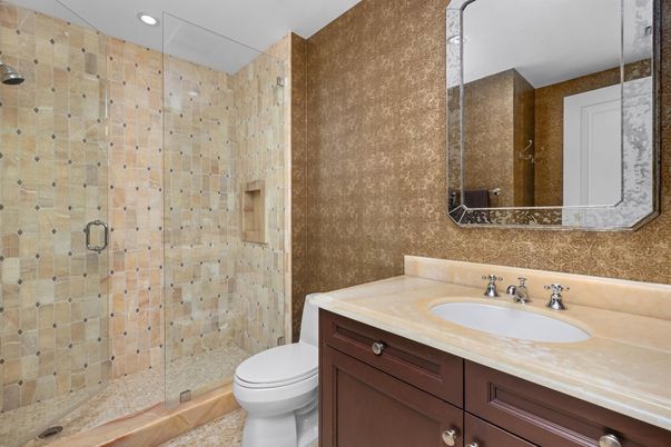 Bathroom, Glass Shower, Interior, Recessed Lighting