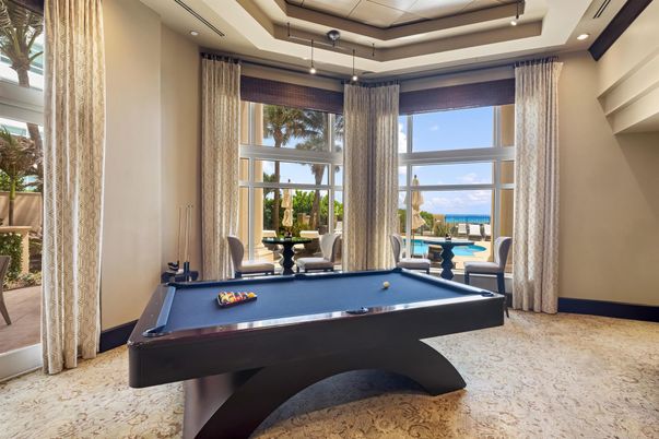 Billiard Table, Game Room, Interior, Recessed Lighting
