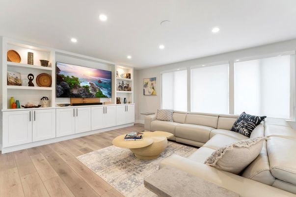Interior, Living room, Recessed Lighting, Wood Texture Flooring