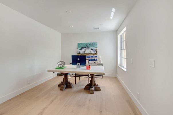 Home Office, Interior, Recessed Lighting, Wood Texture Flooring