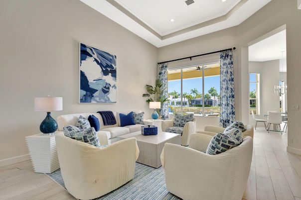 Dining room, Interior, Living room, Pendant Lights, Recessed Lighting, Wood Texture Flooring