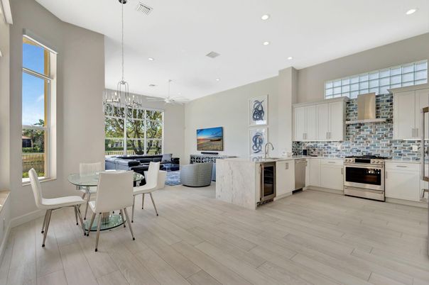 Dining room, Interior, Kitchen, Living room, Pendant Lights, Recessed Lighting, Stainless Steel Appliances, Wood Texture Flooring