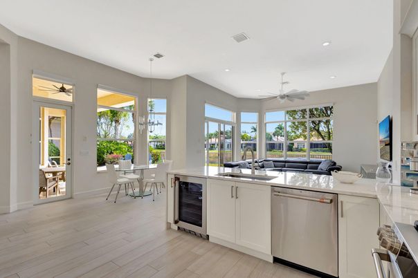Dining room, Interior, Kitchen, Recessed Lighting, Wood Texture Flooring