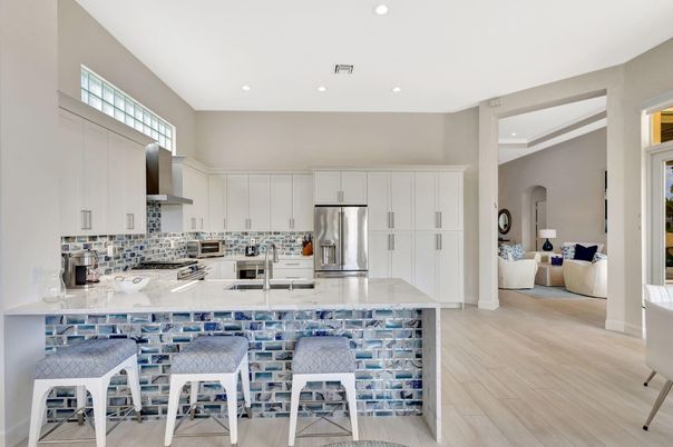Interior, Kitchen, Living room, Recessed Lighting, Stainless Steel Appliances, Wood Texture Flooring