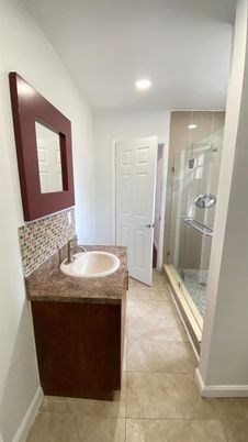Bathroom, Glass Shower, Interior, Recessed Lighting
