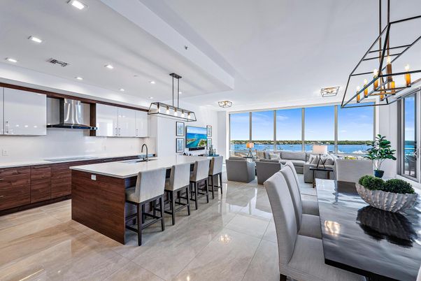 Dining room, Interior, Kitchen, Living room, Pendant Lights, Recessed Lighting, Stainless Steel Appliances, Water
