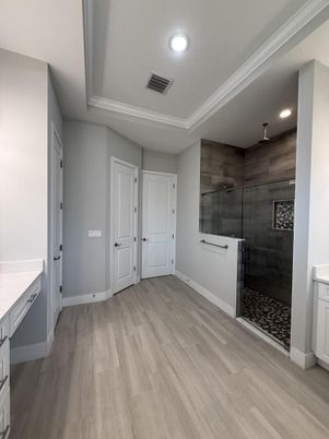 Empty room, Interior, Recessed Lighting, Wood Texture Flooring, Wooden Walls