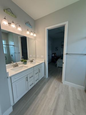 Bathroom, Dual Sink Vanities, Interior, Wood Texture Flooring
