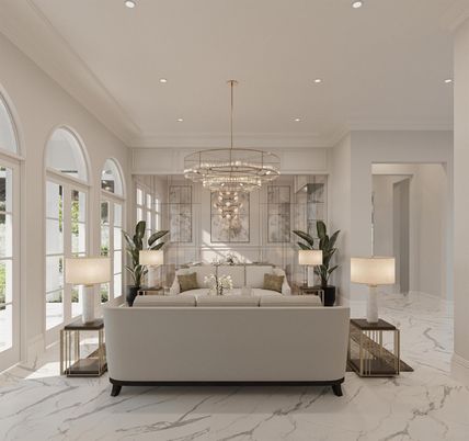 Chandelier, Interior, Living room, Marble, Recessed Lighting