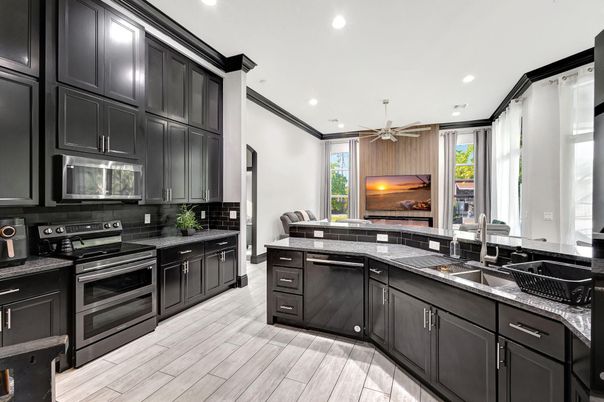 Interior, Kitchen, Pendant Lights, Recessed Lighting, Wood Texture Flooring