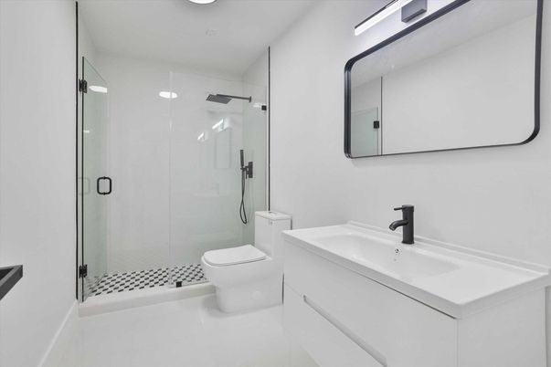 Bathroom, Glass Shower, Interior, Recessed Lighting