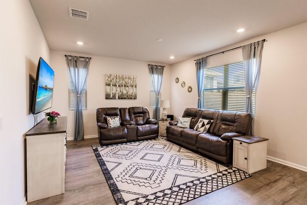 Interior, Living room, Recessed Lighting, Wood Texture Flooring