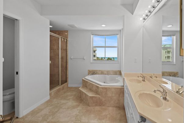 Bathroom, Dual Sink Vanities, Glass Shower, Interior, Recessed Lighting