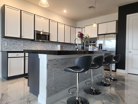 Interior, Kitchen, Marble, Pendant Lights, Recessed Lighting