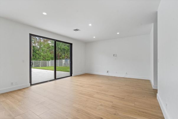 Empty room, Interior, Recessed Lighting, Wood Texture Flooring