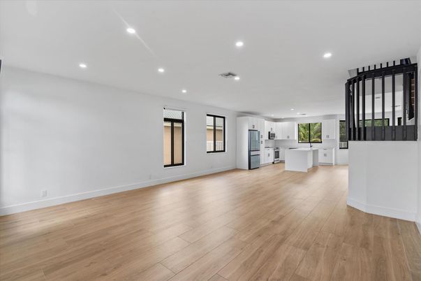Interior, Kitchen, Recessed Lighting, Wood Texture Flooring