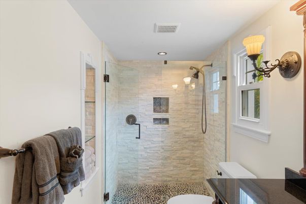 Bathroom, Glass Shower, Interior, Recessed Lighting