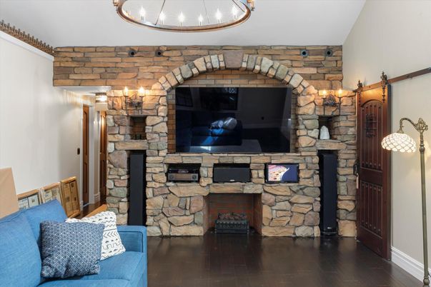 Fireplace, Interior, Stone Walls, Wood Texture Flooring