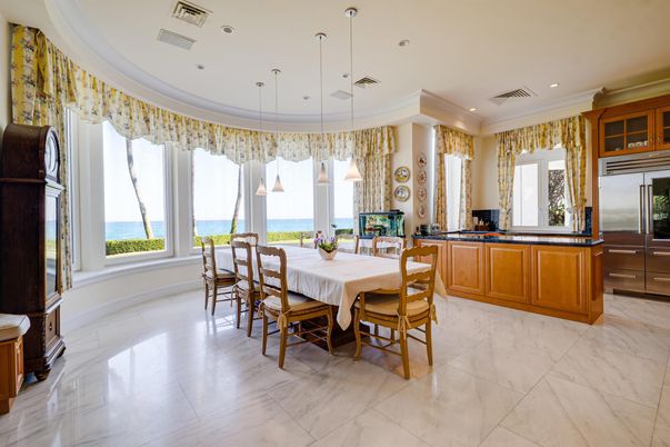 Dining room, Interior, Kitchen, Marble, Pendant Lights, Recessed Lighting, Water