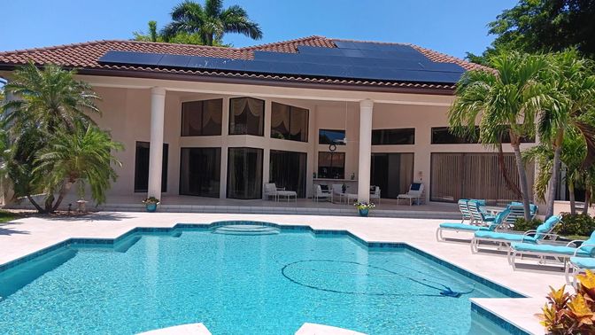 Exterior, Pool, Solar Panels