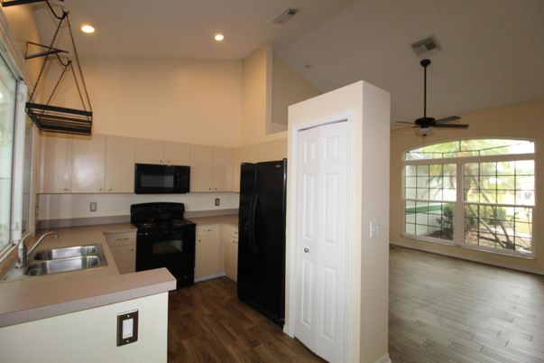 Interior, Kitchen, Recessed Lighting, Wood Texture Flooring