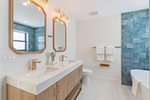Bathroom, Dual Sink Vanities, Interior, Marble, Recessed Lighting