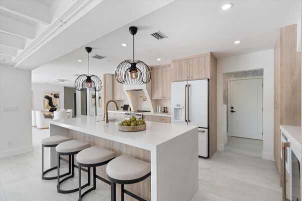Chandelier, Interior, Kitchen, Pendant Lights, Recessed Lighting, Stainless Steel Appliances