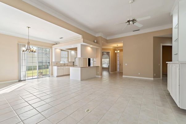 Chandelier, Empty room, Interior, Kitchen, Recessed Lighting