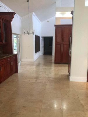 Empty room, Interior, Kitchen, Pendant Lights