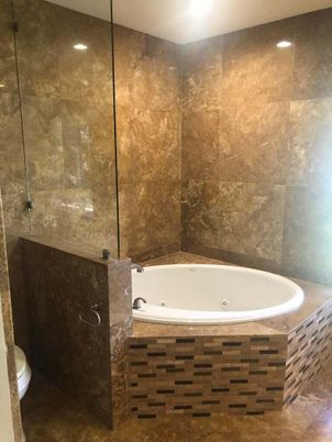 Bathroom, Glass Shower, Interior, Recessed Lighting