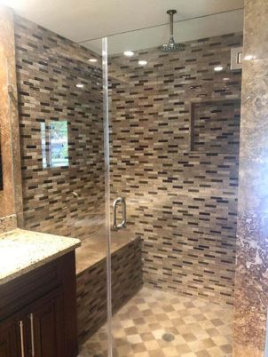 Bathroom, Glass Shower, Interior, Recessed Lighting