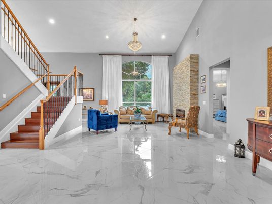 Fireplace, Interior, Living room, Marble, Recessed Lighting