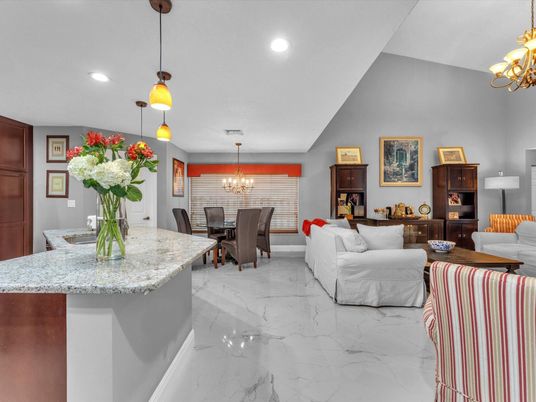 Chandelier, Dining room, Interior, Living room, Marble, Pendant Lights, Recessed Lighting