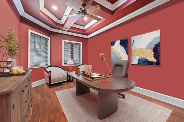 Home Office, Interior, Recessed Lighting, Wood Texture Flooring