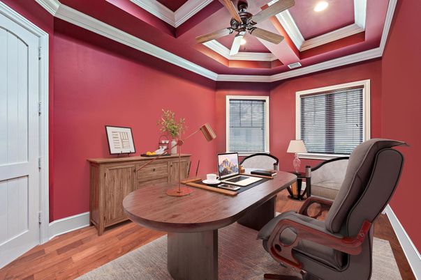 Home Office, Interior, Recessed Lighting, Wood Texture Flooring