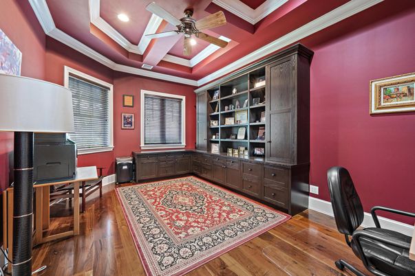 Home Office, Interior, Recessed Lighting, Wood Texture Flooring