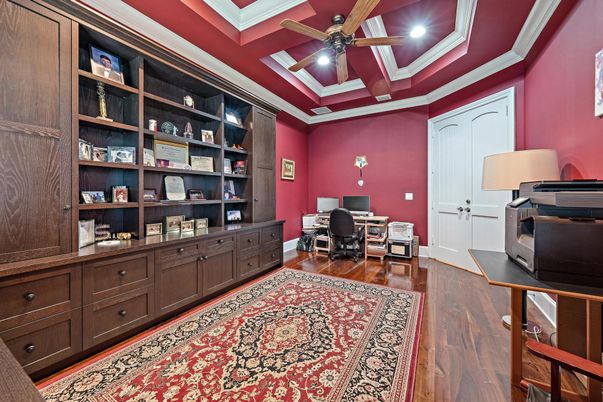 Home Office, Interior, Recessed Lighting, Wood Texture Flooring