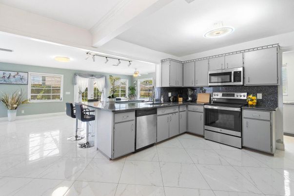 Interior, Kitchen, Marble, Stainless Steel Appliances