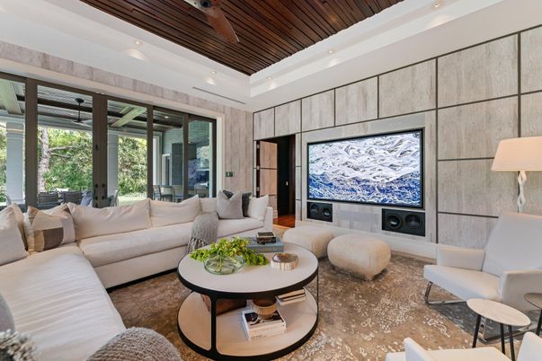 Interior, Living room, Recessed Lighting, Wooden Ceilings