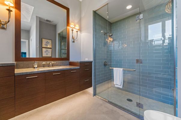 Bathroom, Dual Sink Vanities, Glass Shower, Interior, Recessed Lighting