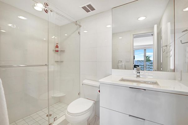 Bathroom, Glass Shower, Interior, Recessed Lighting