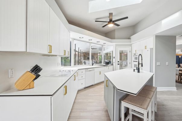 Interior, Kitchen, Recessed Lighting, Wood Texture Flooring