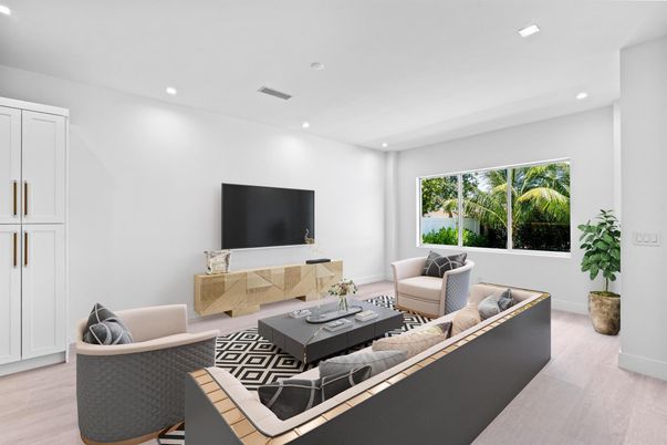 Interior, Living room, Recessed Lighting, Wood Texture Flooring