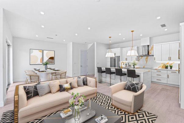 Dining room, Interior, Kitchen, Living room, Pendant Lights, Recessed Lighting