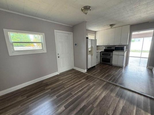 Interior, Kitchen, Stainless Steel Appliances, Wood Texture Flooring