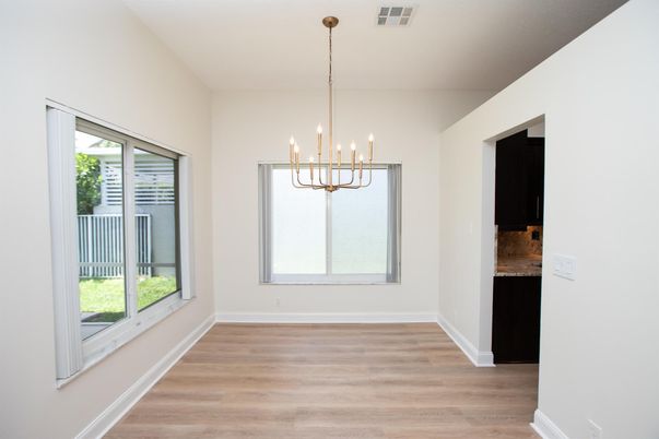 Empty room, Interior, Pendant Lights, Wood Texture Flooring