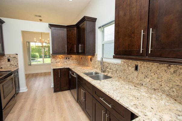 Interior, Kitchen, Pendant Lights, Recessed Lighting, Wood Texture Flooring